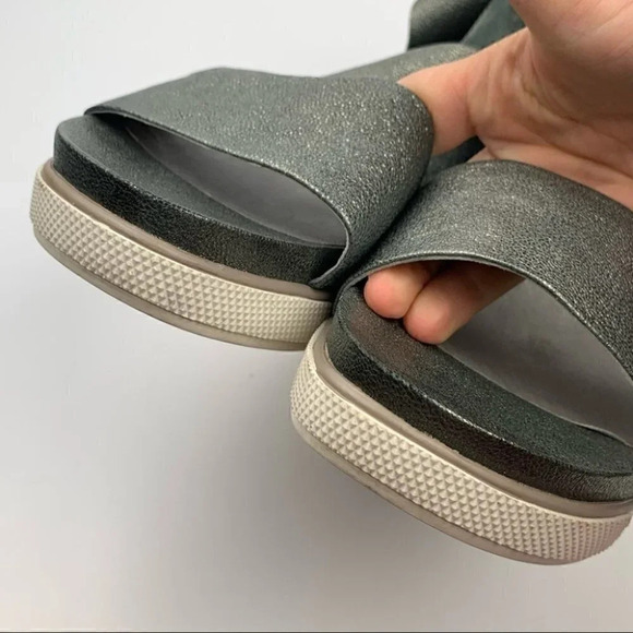 Eileen Fisher sport platform sandals size 10 pewter leather comfy walking - Picture 9 of 11